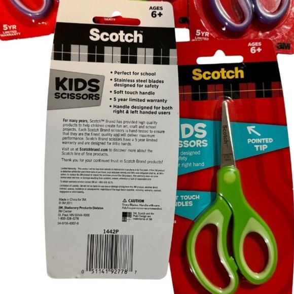 Scotch Kids Pointed Tip Scissors 6 pack Ages 6+ - Picture 2 of 3